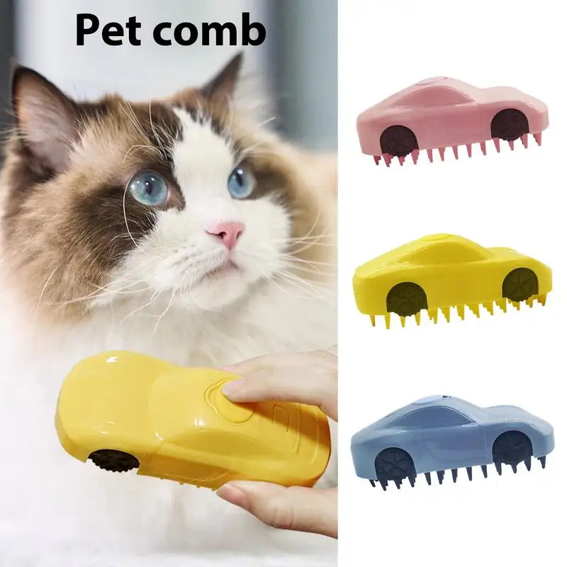 Cat Steam Brush 3 in 1 Car Shape One-Button Spray Cat Grooming Brush with Steam Dog Brushes for Removing Tangled and Loose Hair