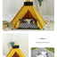 Pet Teepee Tent for Cats and Dogs Portable Removable Washable Dog House Indoor Puppies House with Cushion and Blackboard Cat Bed