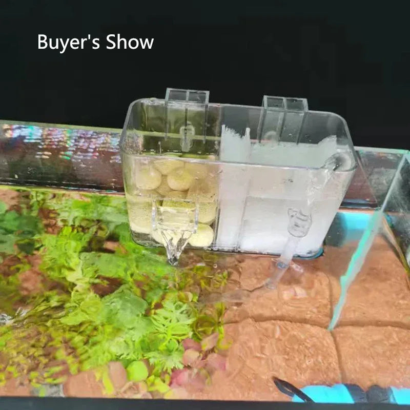3in1 Fish Tank External Filter Box Plastic Filter Dry and Wet Separation Small Silent External Suspend Aquarium Drip Overflow