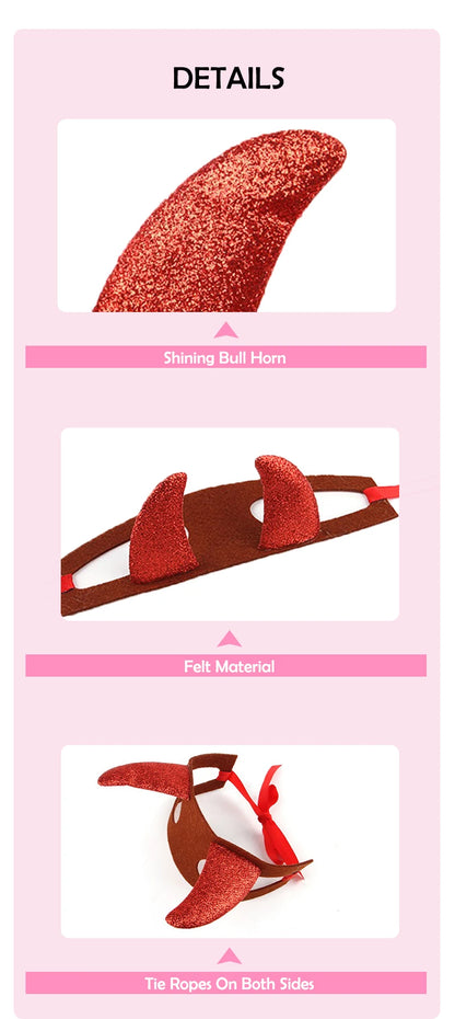 Halloween Ox Horn Headband for Cats Lovely Holiday Costume Pet Head Accessories Adjustable Chihuahua Kitten Decorate Products