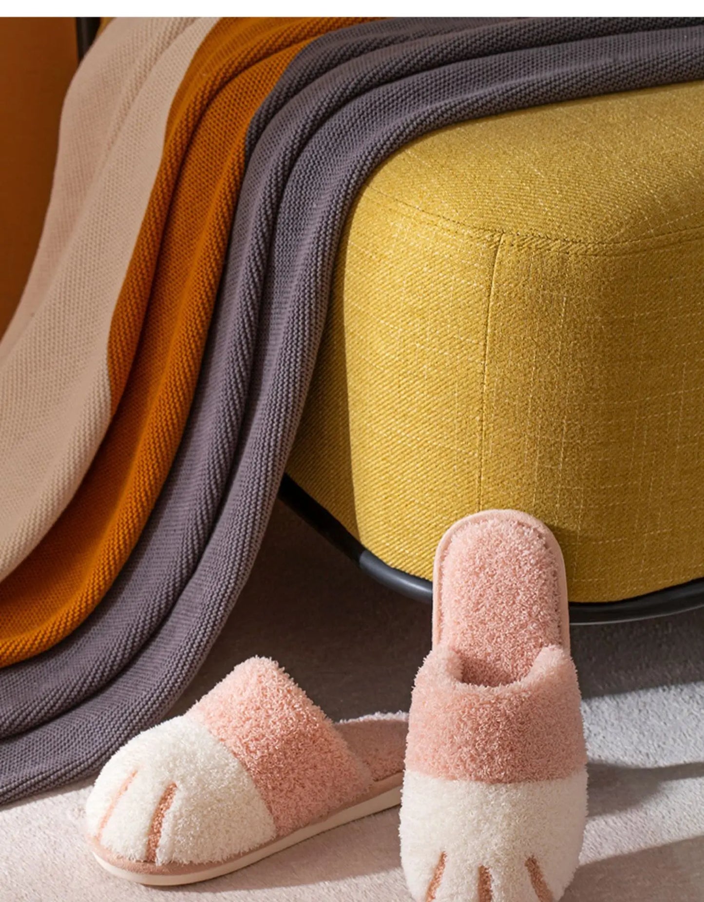 Winter Plush Slippers For Women Warm Cute Cat Paw Designer House Fur Slippers Indoor Bedroom Lovers Indoor Fluffy Shoes