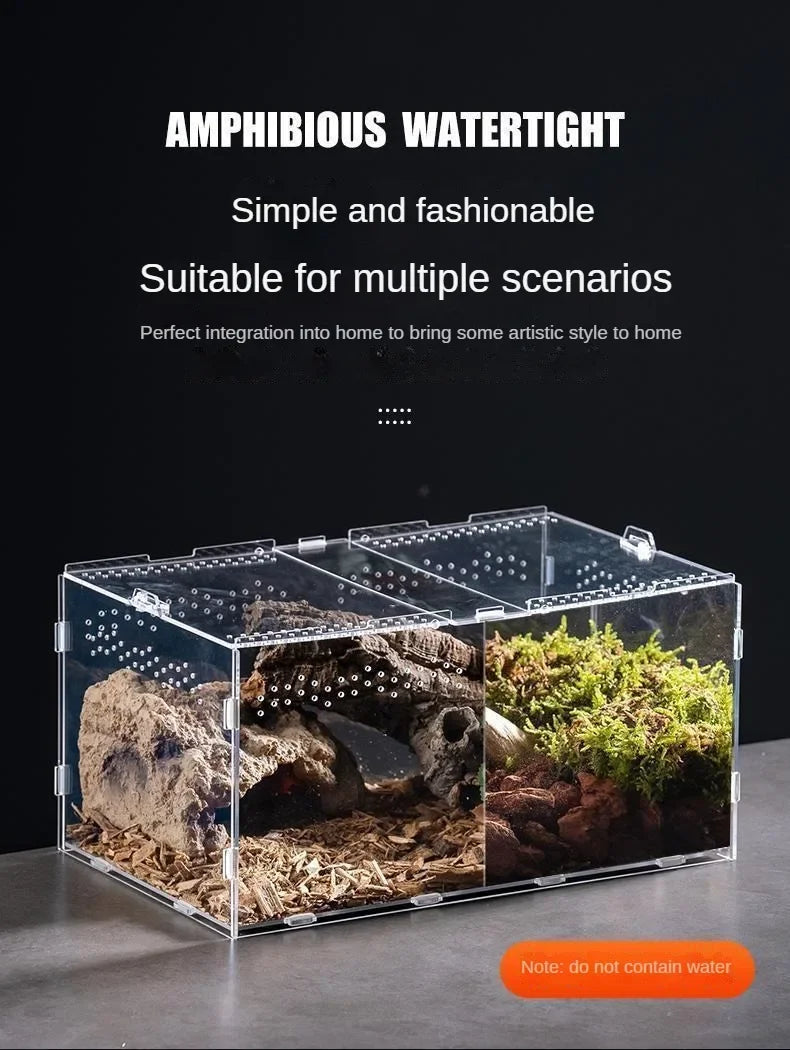 Reptile Acrylic Transparent Terrarium Breeding Box Turtle Cage Nano Arboreal Tarantula Enclosure Dearded Dragon Reptiles Habitat