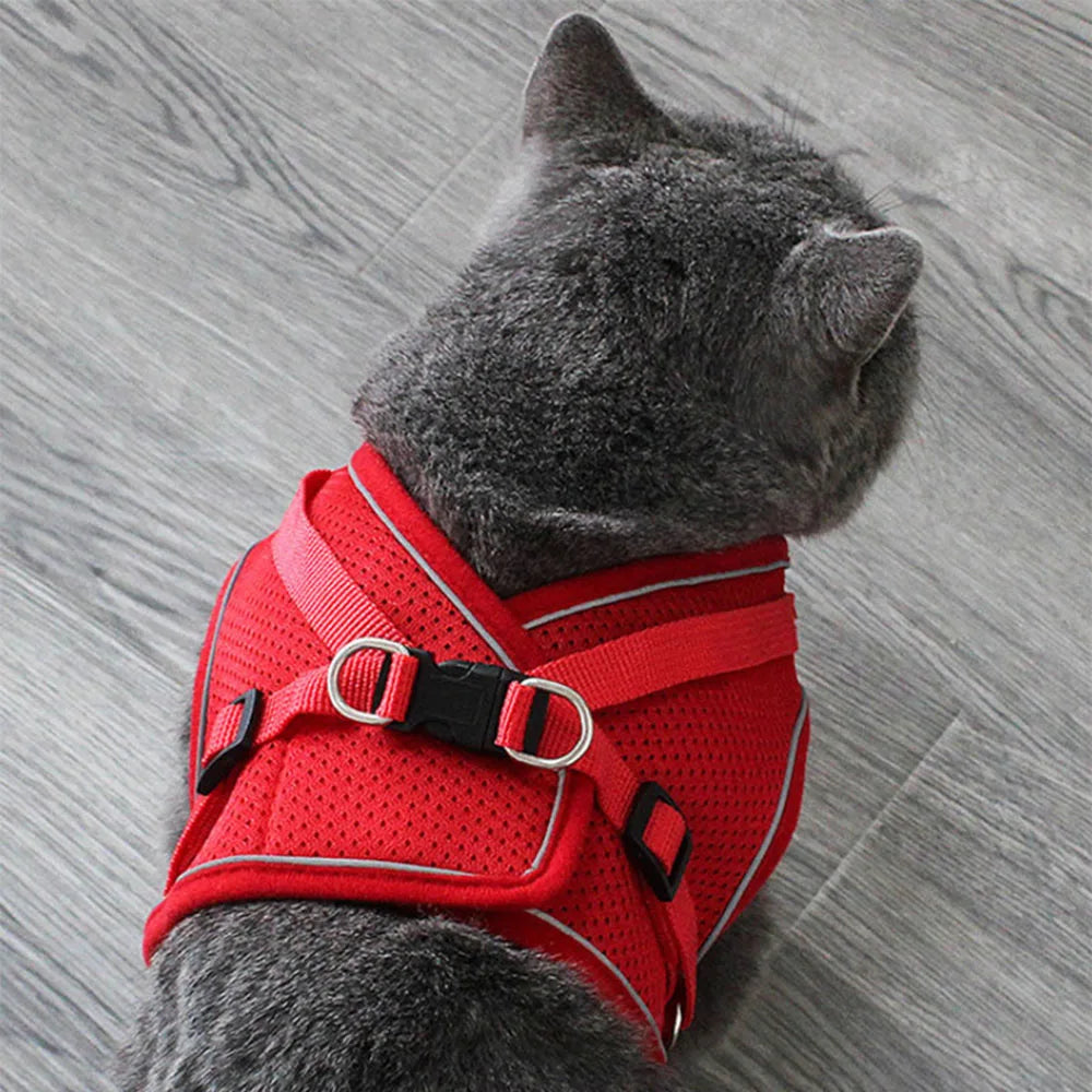 Breathable Cat Harness with Leash Anti-Escape Cat Vest Harness Collar for Kitten Pet Accessories Adjustable Puppy Harness Leads