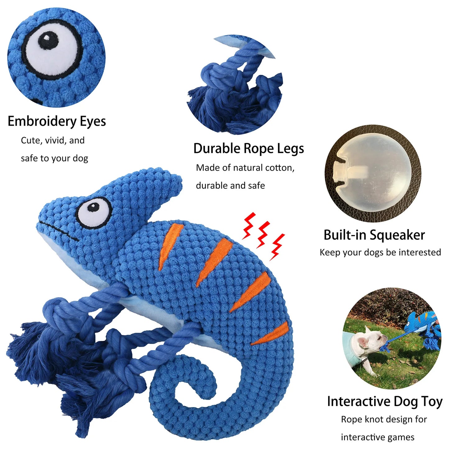 Dog Plush Toy Spot Plush Stuffed Molars Bite-resistant Squeaking Sound Chameleon Pet Dog Toys Fleece Squeak Toys