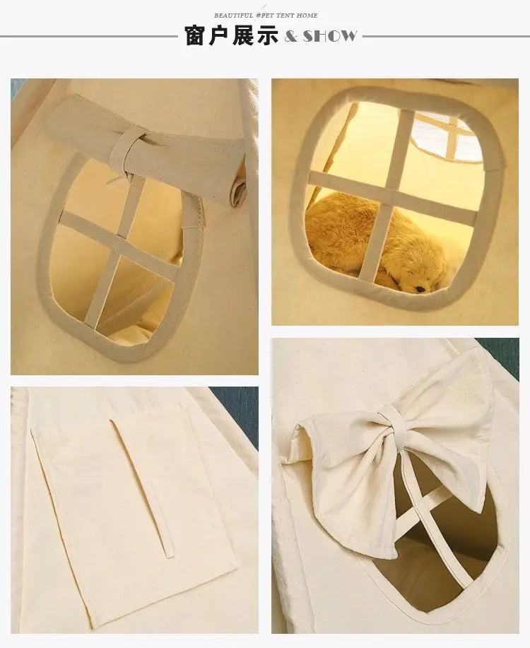 NK0 Internet celebrity ins pet tent teddy kennel corgi dog bed cat litter four seasons medium and small dog semi-closed removabl