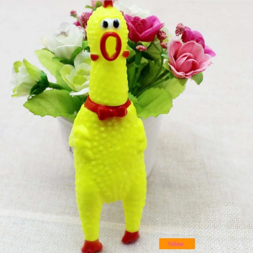 Interactive Rubber Squeaky Pet Dog Toys Pet Tooth Chewing Cleaning Toys Dog Cat Colorful Screaming Chicken Dog PopularToy Hot
