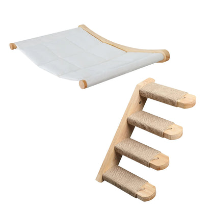 Cat Hammock Cat Climbing Ladder Cat Wall Climbing Set Cat Shelf Pet Trees Cat Furniture Pat Mat Durable and Removable Hammock