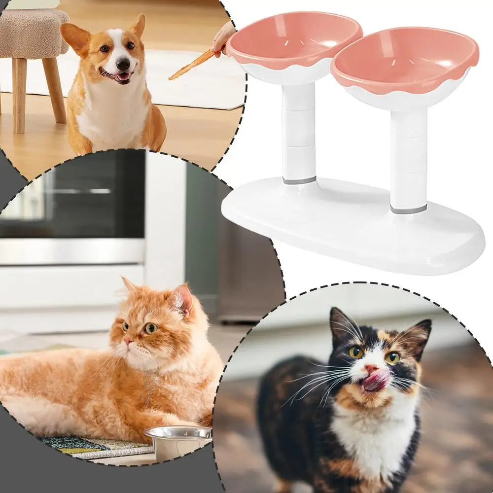 Cat Dishes For Food And Water Height Adjustable Pets Water And Food Bowl Set Large Capacity Cat Food Feeder And Waterer Set For