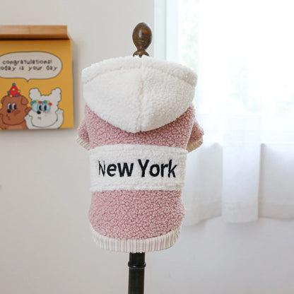 Thicken Warm Sherpa Fleece Dog Coat Winter Dog Clothes for Small Medium Dogs, Puppy Hooded Sweater Yorkie Chihuahua Pet Apparel