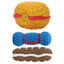 Squeaky Dog Chew Toy Funny Cream Bread Hamburger Breadsticks No Stuffing Dog Toy with Squeakers Pet Squeak Toy