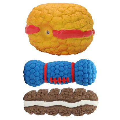 Squeaky Dog Chew Toy Funny Cream Bread Hamburger Breadsticks No Stuffing Dog Toy with Squeakers Pet Squeak Toy