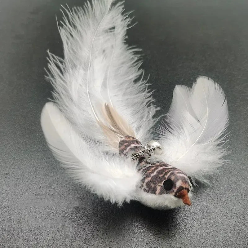 Funny Simulation Bird Interactive Cat Feather Toy with Bell Sucker Cat Stick Toy for Indoor Kitten Play Chase Exercise Cat Toy