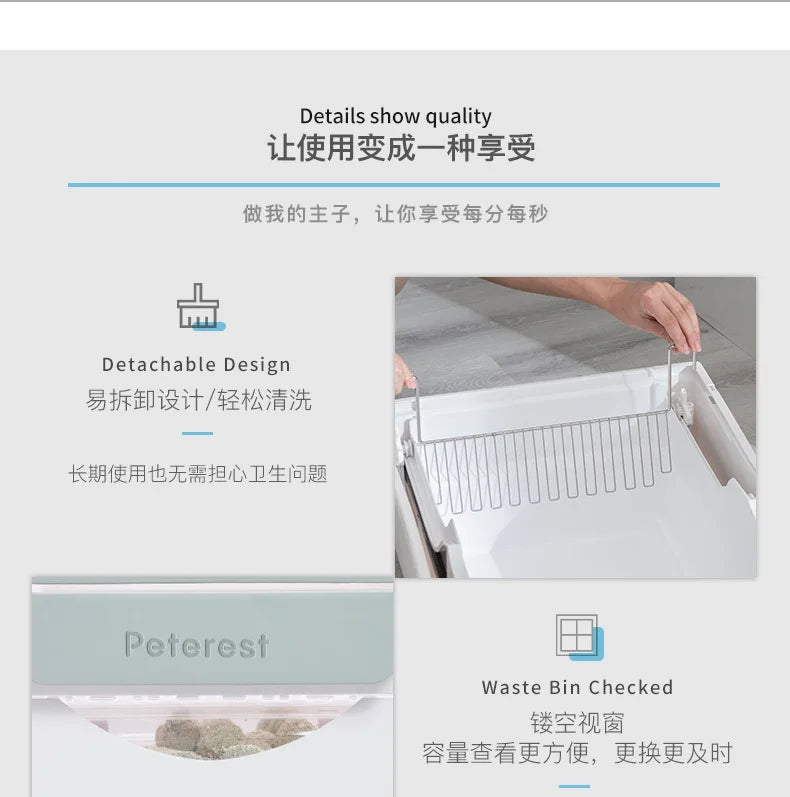 Large Fully Closed Semi-Automatic Cat Litter Box Easy Clean with Durable Plastic Hand-Pulled Shovel Accessory Cat Toilet