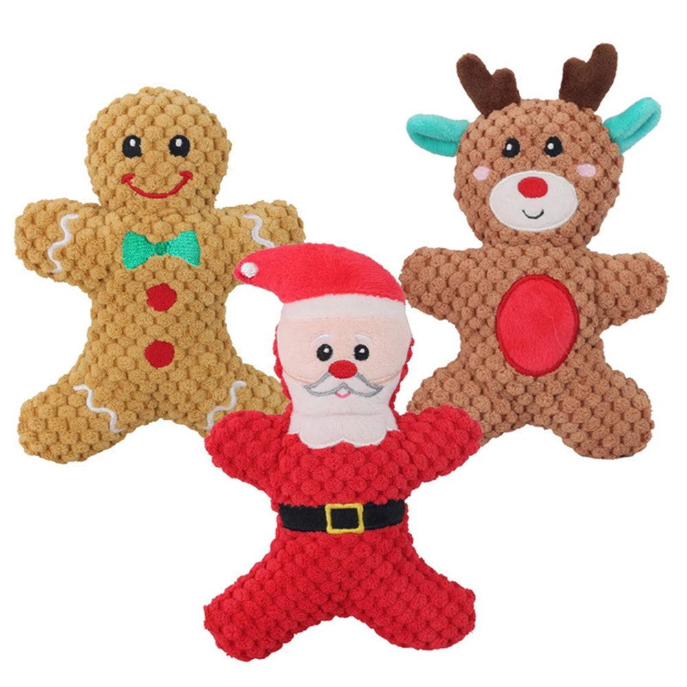 Dog Christmas Toy Plus Toy Cute Santa Elk Gingerbread Man Donut Chew Toy Dog Toy