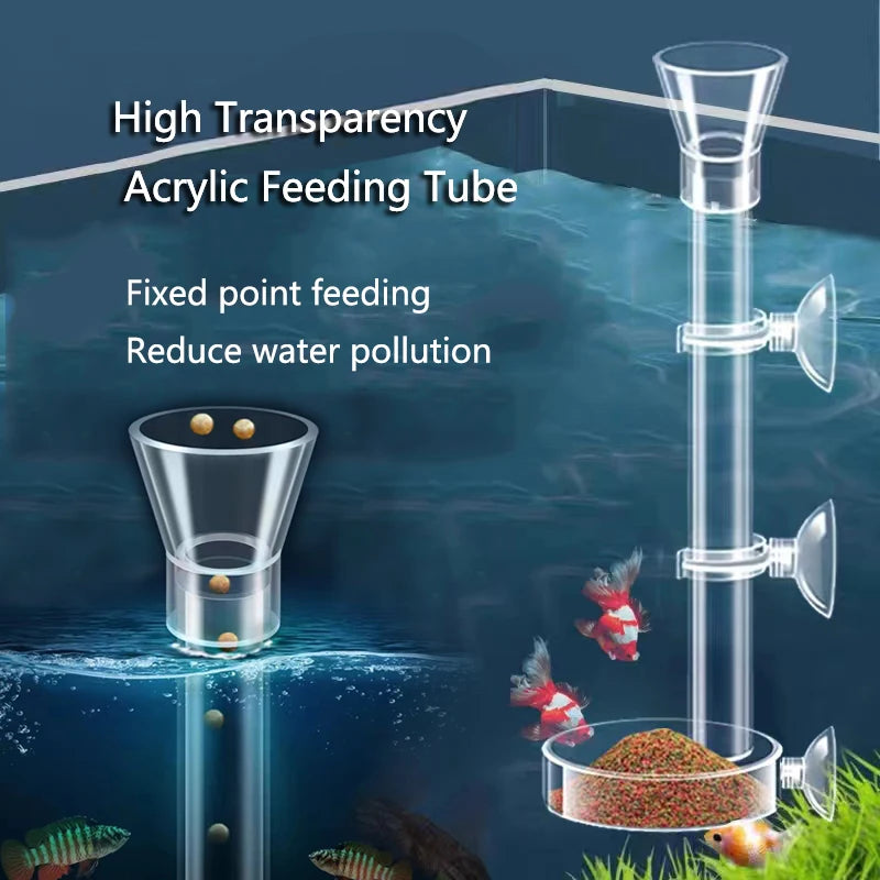 Acrylic Aquarium Feeder Tube Dish Transparent Fish Tank Shrimp Snail Shrimp Food Feeder Bowl Aquarium Feeding Accessories