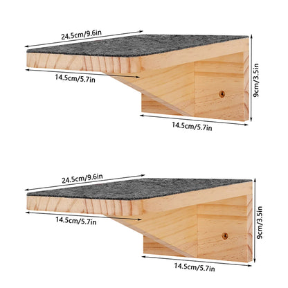 Cat Tree Wall Mounted Climbing Shelves Wooden Hammock with Ladder and Cats Perch Sleeping Pet Indoor Playground Pet Furniture