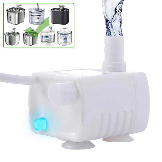 Water Pump LED Light Pet Cat Water Fountain Accessories Replacement Cats Water Dispenser Filter Element Anti-Dry Boil Water Pump