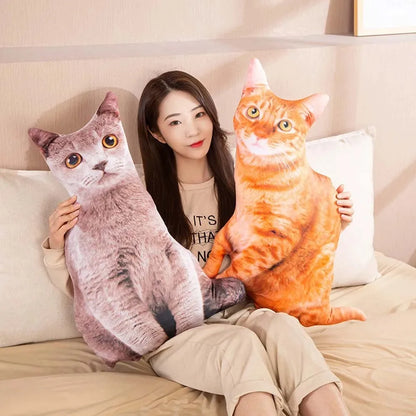 3D Cat Figures Pillows Soft Simulation Cat Shape Cushion Sofa Decoration Throw Pillows Cartoon Plush Toys Friend Kids Gifts