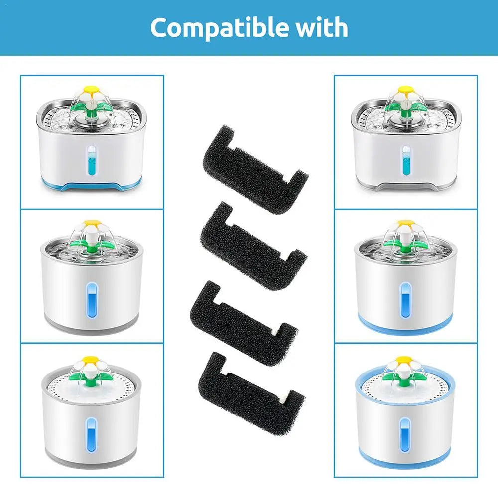 Pet Fountain Replacement Filters 4pcs Animal Fountain Filters For Drinking Water Dispenser Cat Water Fountain Filter Foam Filter