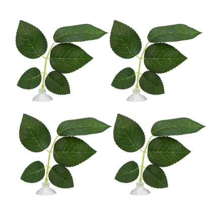 UXCELL 2/4 Pcs Aquarium Artificial Plastic Plants Betta Fish Leaf Pad with Suction Cup Betta Bed Leaf Hammock Resting Hide Decor