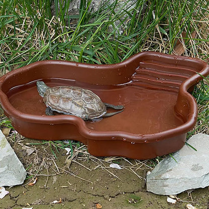 Reptile Tub Reptile Bathing Pool With Ramp And Basking Platform Aquarium Ornament For Turtle Bearded Dragon Gecko For Balcony