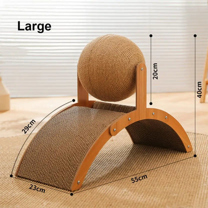 Wooden Cat Scratcher Sisal Cat Scratching Ball 2 In 1 Wear-Resistant Grinding Paw Toy Scratch Board Solid Wood Scraper for Cats
