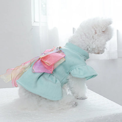 Luxury Woolen Princess Dress for Small Dogs Girl, Autumn Winter Warm Dog Clothes Yorkie Chihuahua Puppy Bowknot Skirts