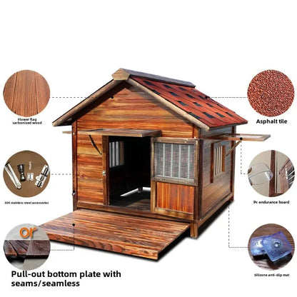 4XL Pet Kennel Large Dog Summer Cooler All Seasons Universal Medium Dog Kennel Solid Wood Removal and Washing