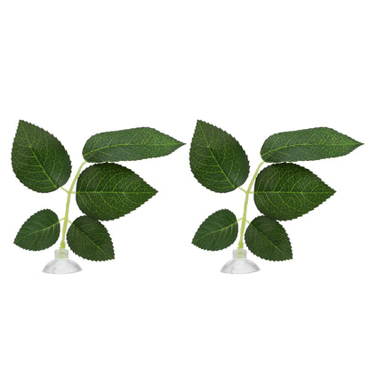 UXCELL 2/4 Pcs Aquarium Artificial Plastic Plants Betta Fish Leaf Pad with Suction Cup Betta Bed Leaf Hammock Resting Hide Decor