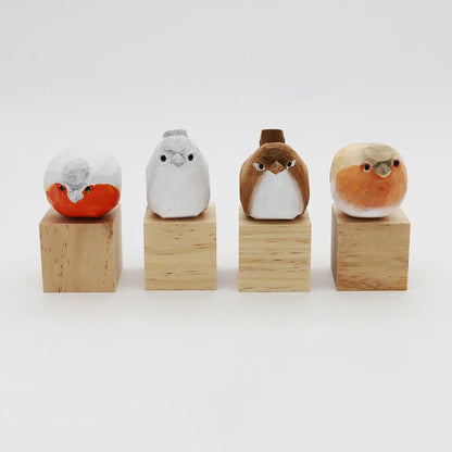 Wooden Bird Figurine Ornaments Handmade Carving Animals Miniature Crafts Art Decor Home Desktop Decoration Children Gifts