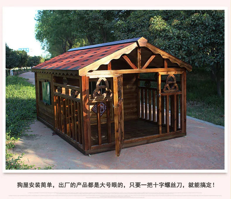 Manufacturer spot outdoor dog house wooden dog villa bite-resistant kennel rain-proof kennel can be customized dog house pet ca