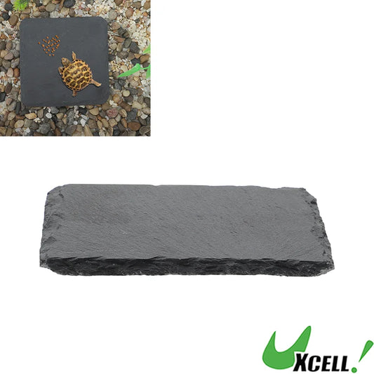 UXCELL Reptile Amphibians Basking Platform Square Habitat Slate Turtle Feeding Slate Gray Black Pet Habitat Décor
