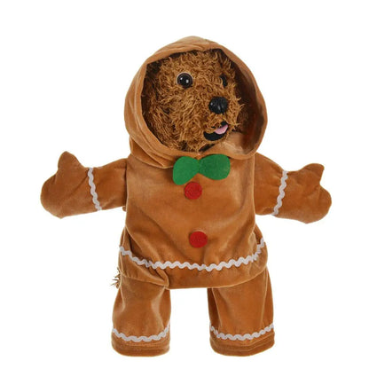 Cute Gingerbread Man Pet Costume Christmas Atmosphere Creative Puppy Hoodie Soft And Comfortable Cotton Kitten Clothes 30cm
