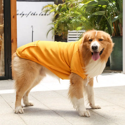 Warm Dog Clothes for Large Dogs Winter Pet Fleece Coat Sport Sweatshirt Hoodies with Snacks Pocket Gold Retriever Husky Apparel