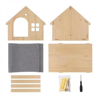 1 Piece Wall Mounted Wooden Cat House Cat Bridge Cat Hammock Hanging Bed with Jumping Platform for Kitten Perch and Rest