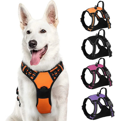 Pet Dog Harness for Medium Large Dogs, Adjustable Reflective No-Choke Padded Pet Vest Harness with  Front Clip Control Handle