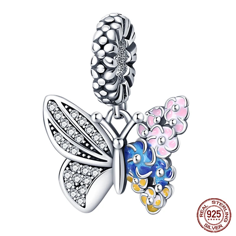 Fit Pandora 925 Original Bracelet 925 Silver Plate Flower Bird Series Charms Beads For Women Fashion DIY Jewelry Gifts Making