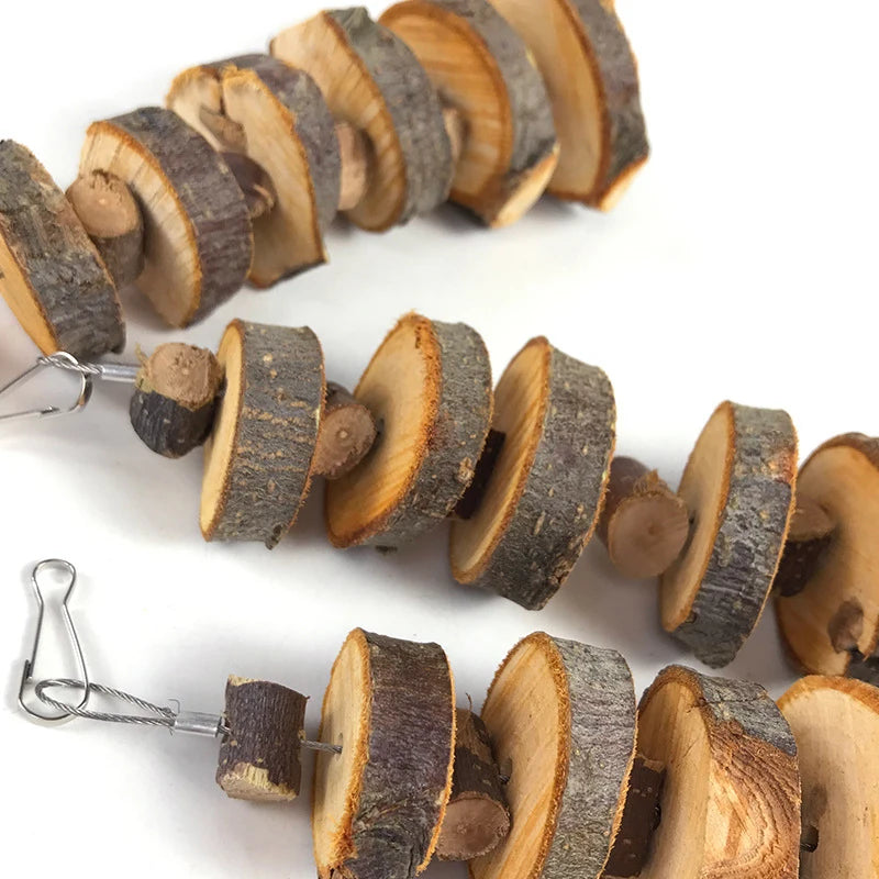 Natural Wooden Small Pet Toys Molar Chew Toy Hangable Apple Tree Wood Bite Toys For Hamster Rabbit guinea pig Toys Accessories