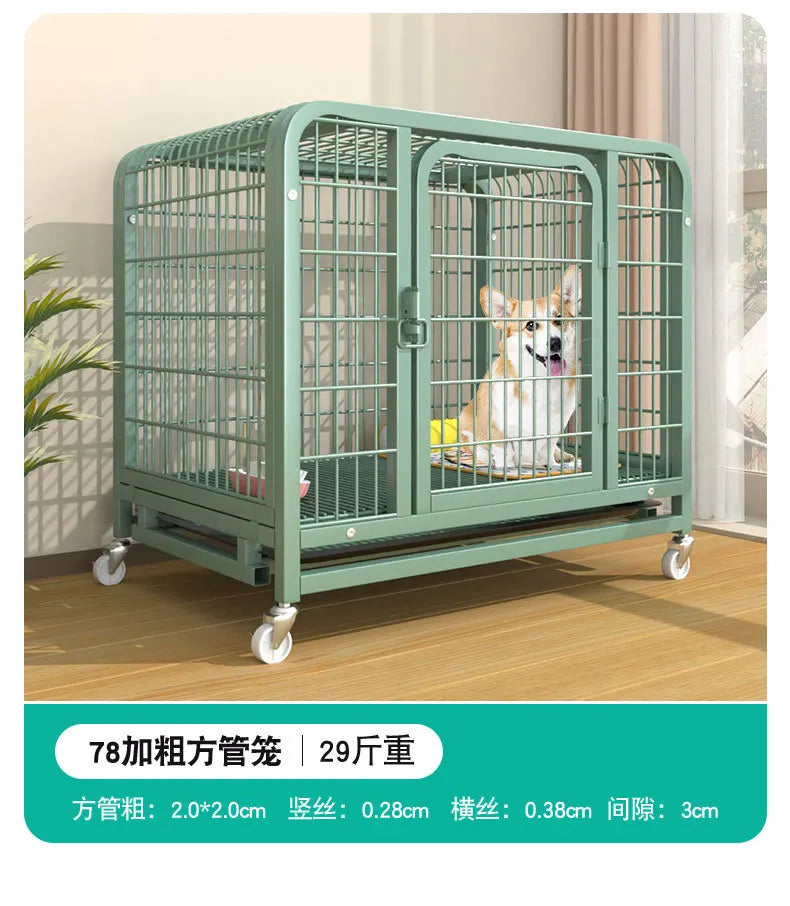 New Extra Thick Square Tube  Small Dog Cage with Toilet Indoor Family Dog House Kennel Pet Iron Cage