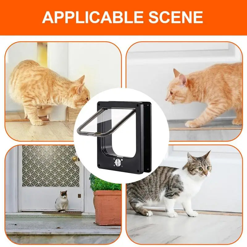 Cat Door with Flap Pet Door, Easy Set-Up, 4 Ways Locking, Weatherproof Safe Cat Doors, Pet Supplies, Window Cabinets