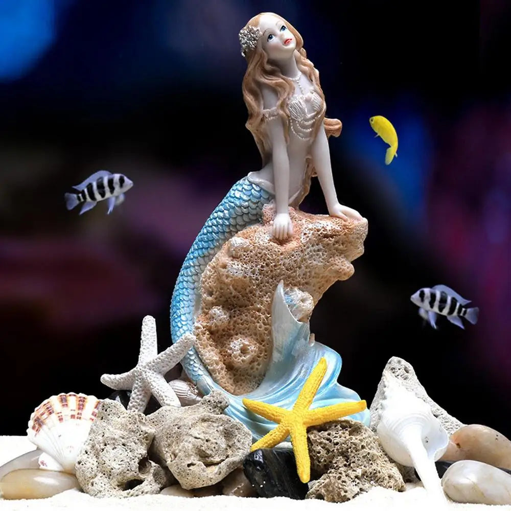 Mermaid Fish Tank Ornament Figurines Miniature Resin Decorations Artificial Aquarium Decor 6 Styles DIY Aquarium Desk Theme