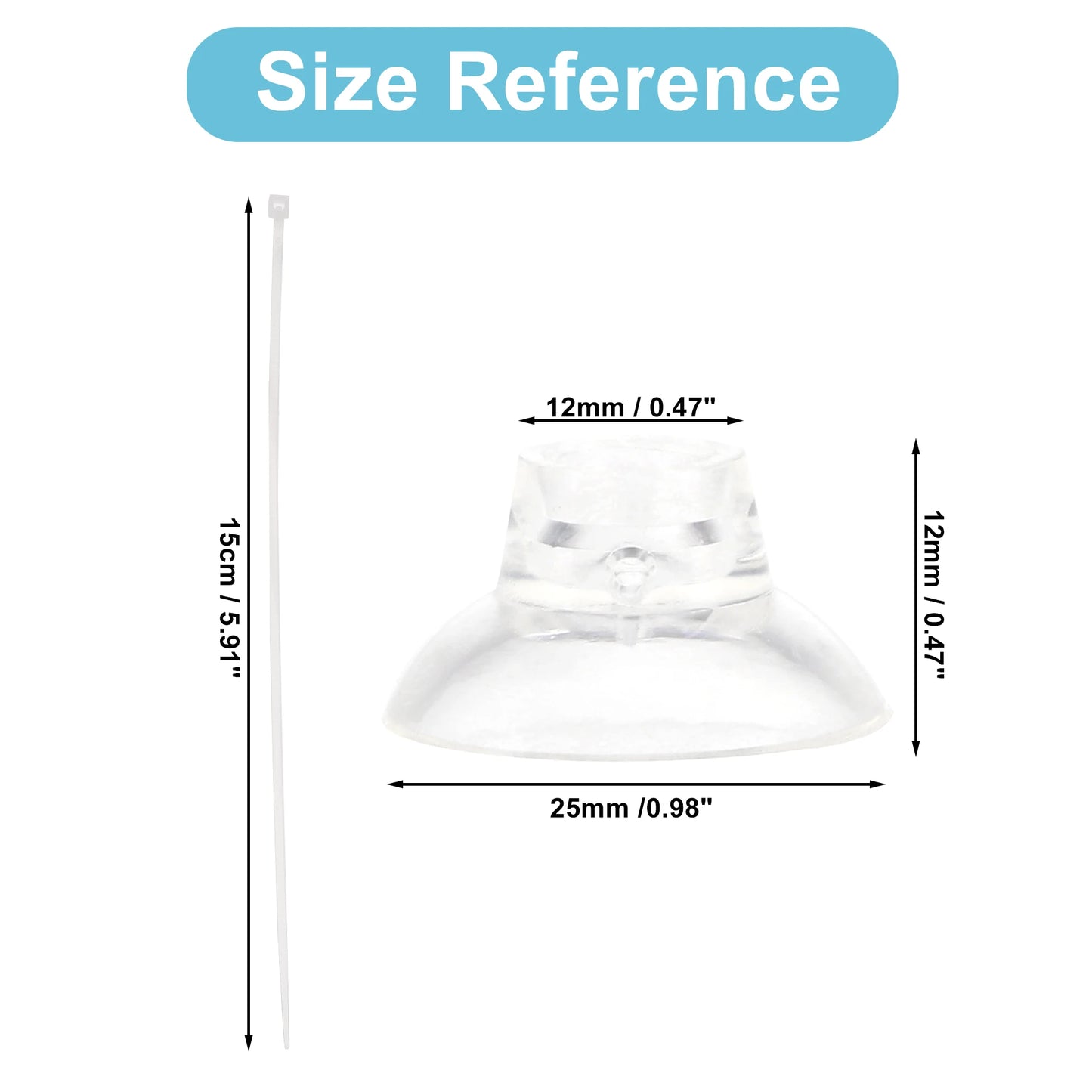 UXCELL Aquarium Clear Suction Cups Set 25mm Suction Cups Airline Tubing Holder with 30 Zip Ties Plastic Hook Suction Cup