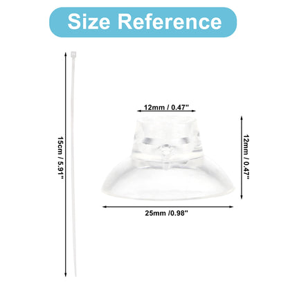 UXCELL Aquarium Clear Suction Cups Set 25mm Suction Cups Airline Tubing Holder with 30 Zip Ties Plastic Hook Suction Cup