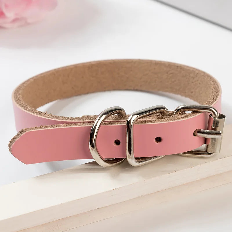 Adjustable Dog Collars Genuine Leather Pet Dog Collar Leash Lead For Small Medium Large Dogs Bulldog Pugs Beagle Dogs Supplies