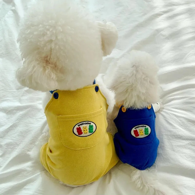 Dog Jumpsuit Summer Puppy Clothes 2024 Cute Pet Rompers Color Block Casual Dog Pants Bichon Pug Chihuahua Suspenders Dog Coat