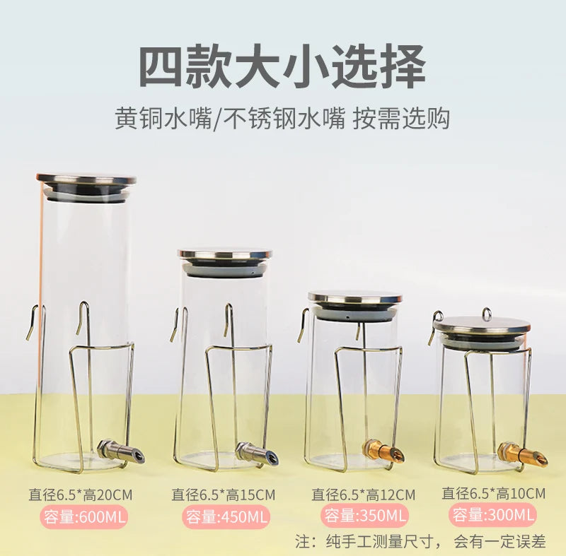Glass Fine Needle Striker Water Bottle Anti-bite Chinchilla SquirrelTwig Rat Hedgehog Glider Hamster Water Feeder Dispenser