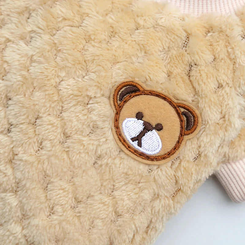 New Warm Fleece Pet Clothes Cute Print Coat Small Medium Dog Cat Shirt Jacket Teddy French Bulldog Chihuahua Winter Outfit