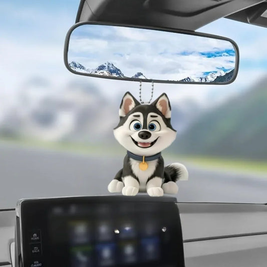 Cute Cartoon Husky Acrylic Keychain Adorable Puppy Pendant Versatile Charm for Car Mirror,Backpacks,Festive,Party,Gift & Decor