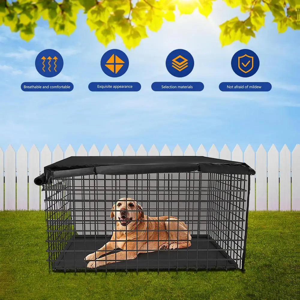 Kennel Covers Outdoor Dog Kennel Cover For Metal Dog Crates Kennel Covers Mesh Window With Flap Can Adjust Visibility And