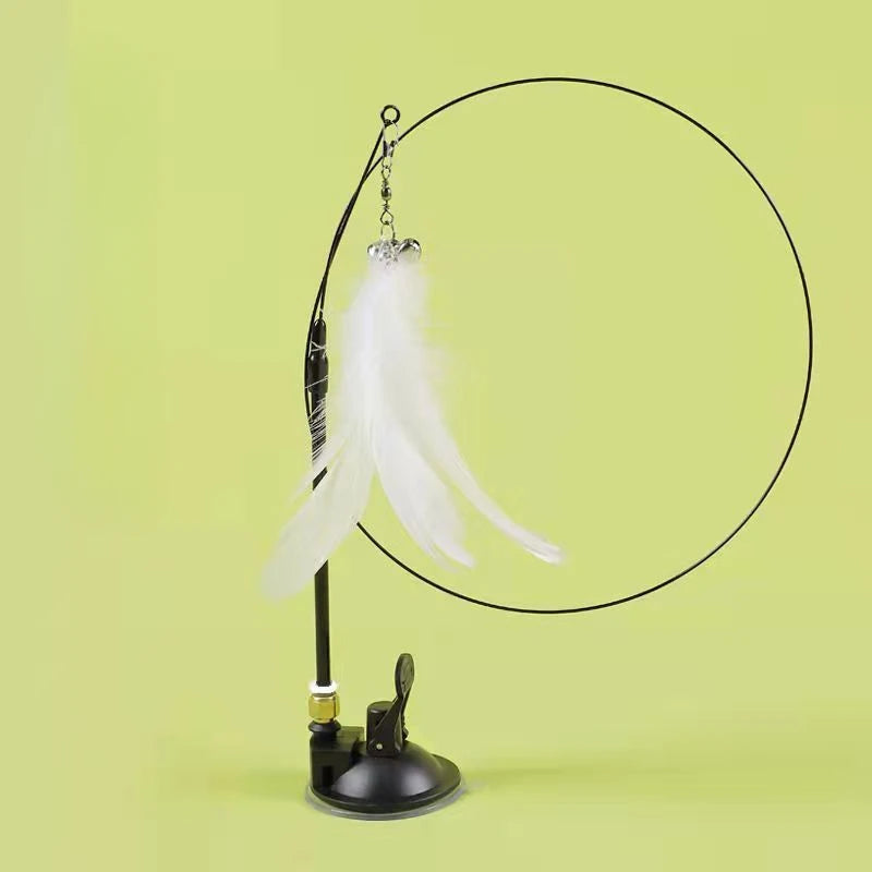 Interactive Cat Toy Handfree Cat Stick Playing Kitten Playing Teaser Wand Toy Suction Cup Bird/Feather Cat Wand Pet Supplies